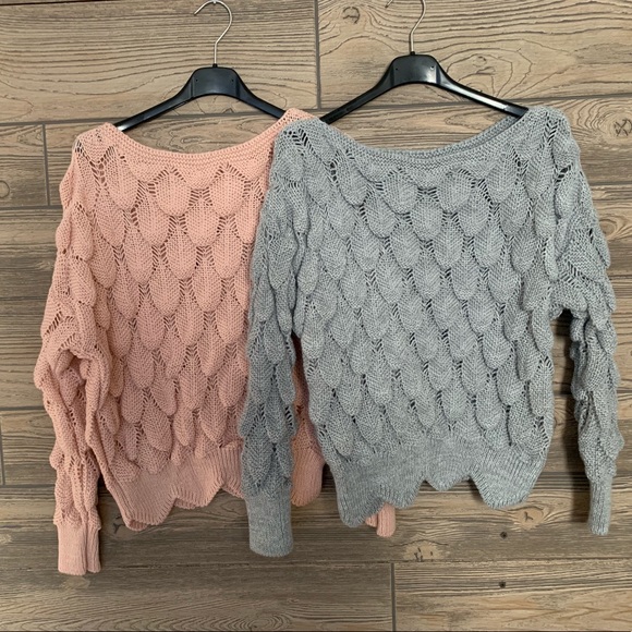 LAST 3✨Rose Scallop Knit Cropped Sweater - Picture 4 of 4